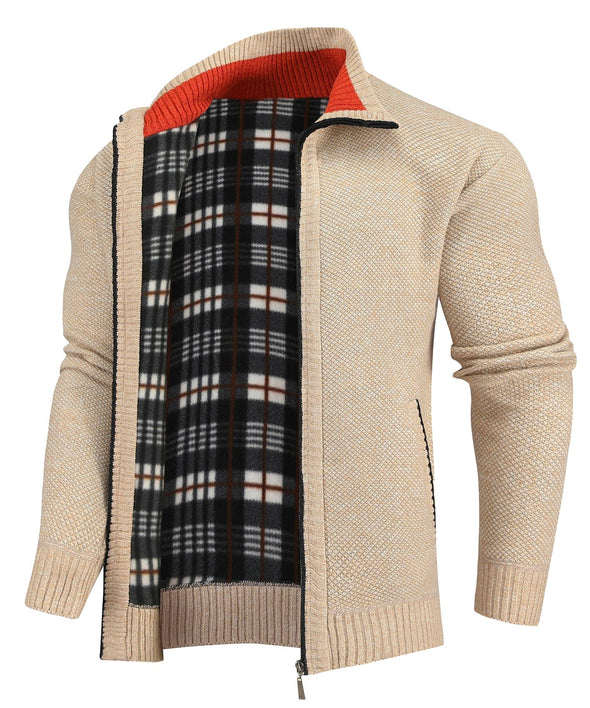 Flannel-Lined Full-Zip Sweater (5 Designs)